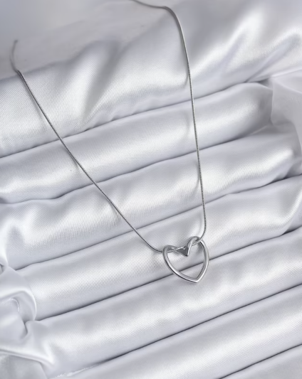 316L Çelik Gümüş Renk Kalp Model Kadın Kolye
